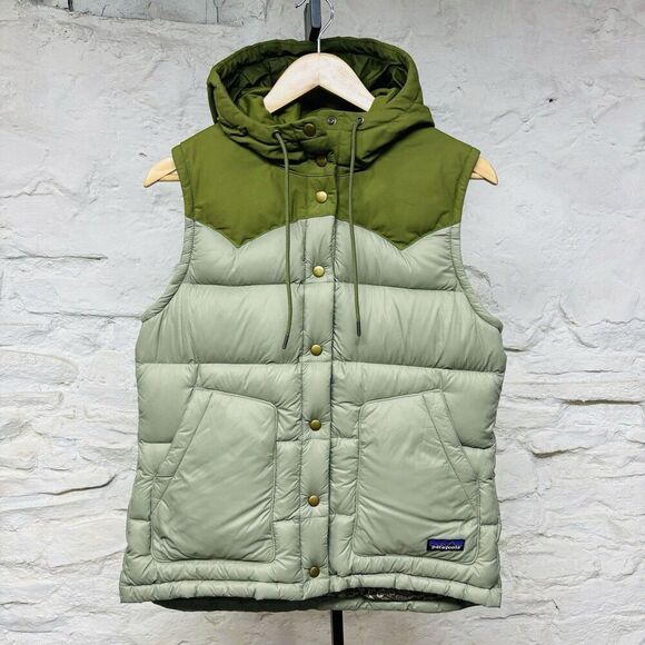 Patagonia Jackets & Blazers - Patagonia Bivy Vest Green Womens Medium Hooded Down Quilted Puffer Sleeveless